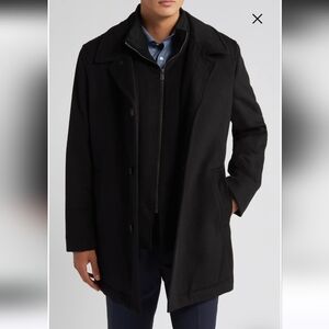 Hart Schaffner Marx Macbeth Wool Blend Coat With Bib Black Size Medium